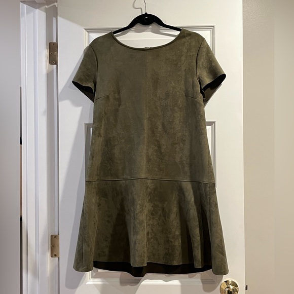 Glam Apparel Vegan Suede Green Dress - Picture 1 of 5